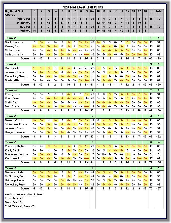 Golf Tournament Manager and Tracker » The Spreadsheet Page